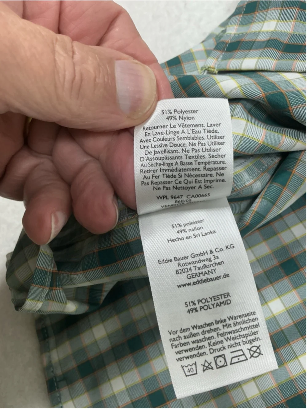 Eddie Bauer Mens Button Down Shirt Large Green White Plaid Short Sleeve Pockets
